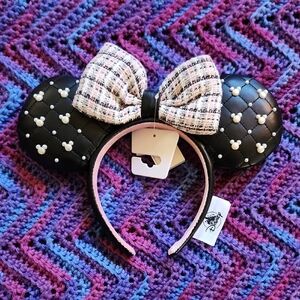 Disney Black Quilted Minnie Mouse Ears Headband
